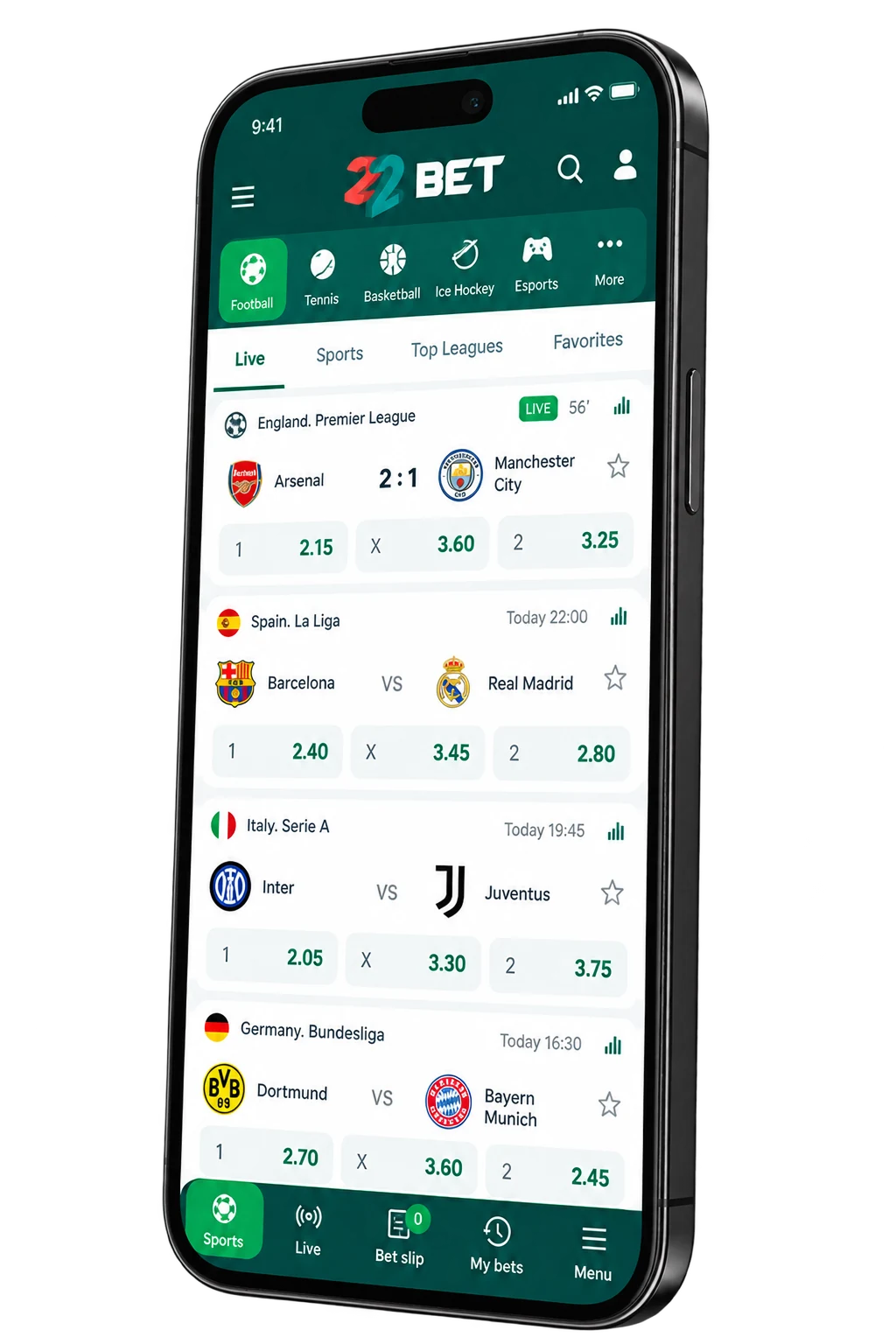 Illustration of the 22bet mobile app