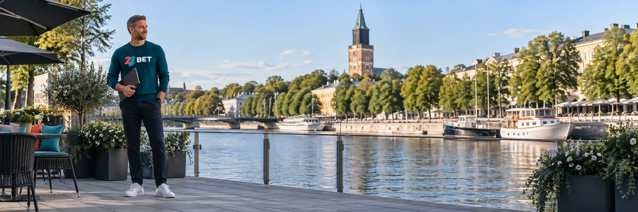 22BET visitor beside the Turku waterfront