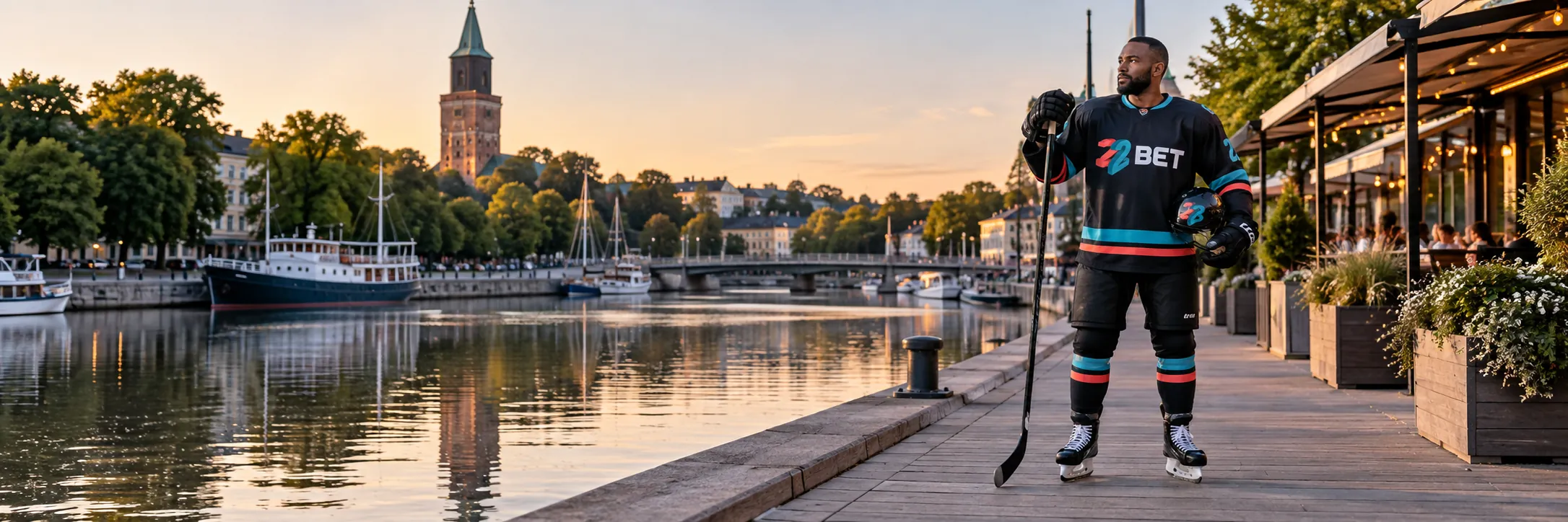 22BET hockey player beside rink in Finland