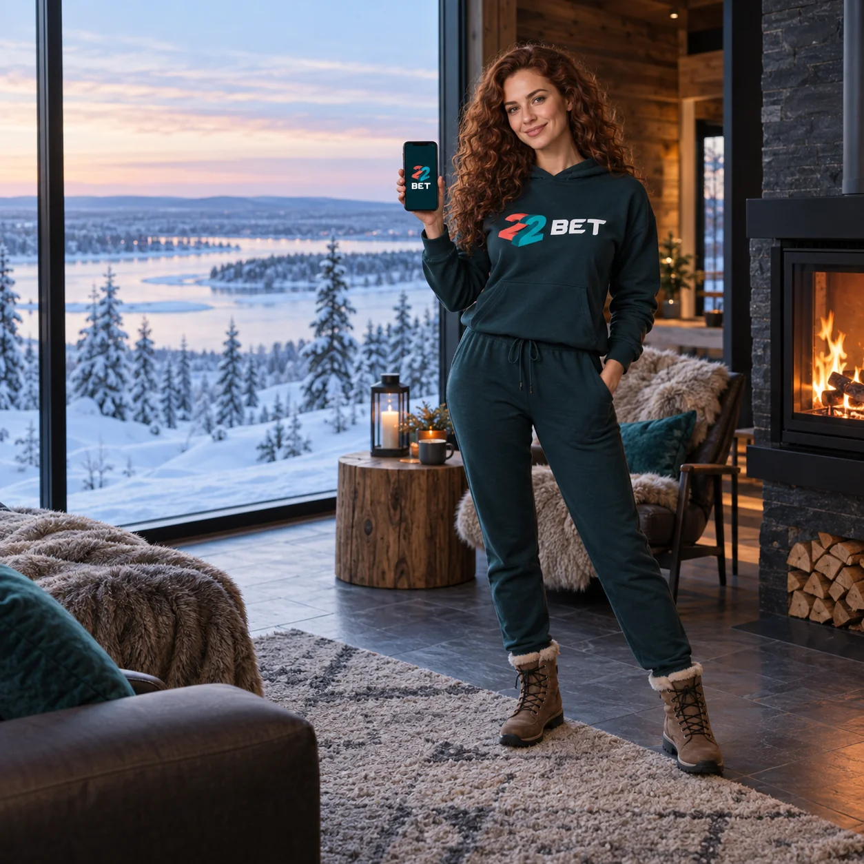 22BET person holding a phone with 22BET logo on screen in Finland