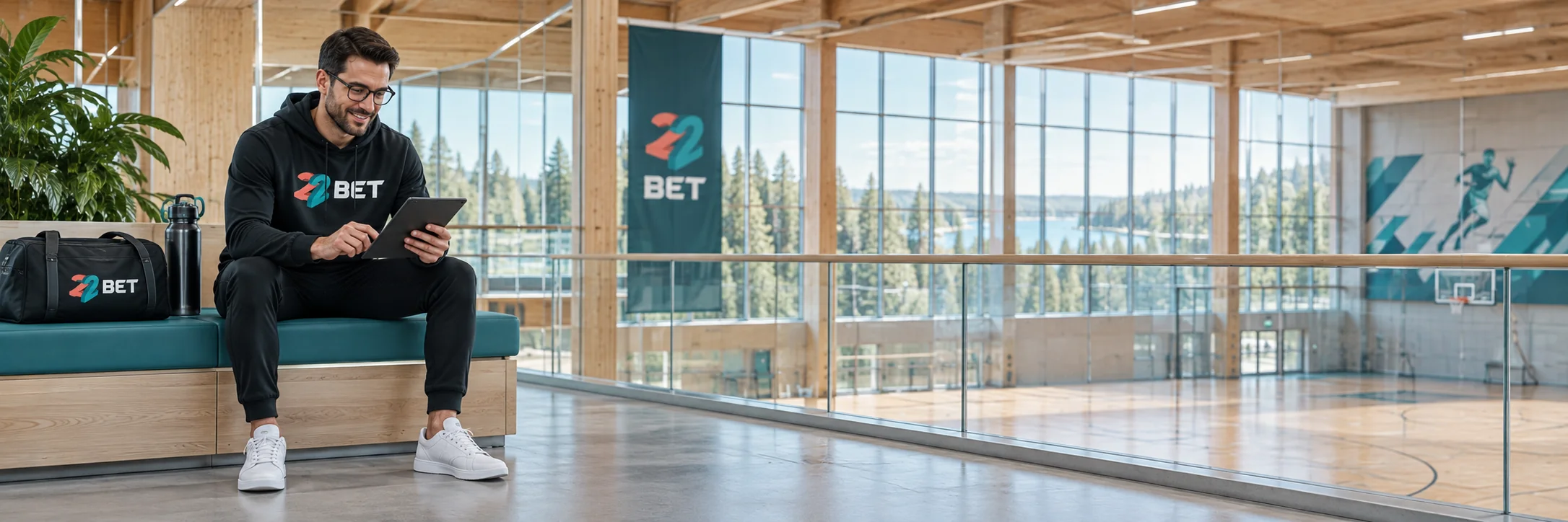 22BET person beside a tablet on a desk in Finland